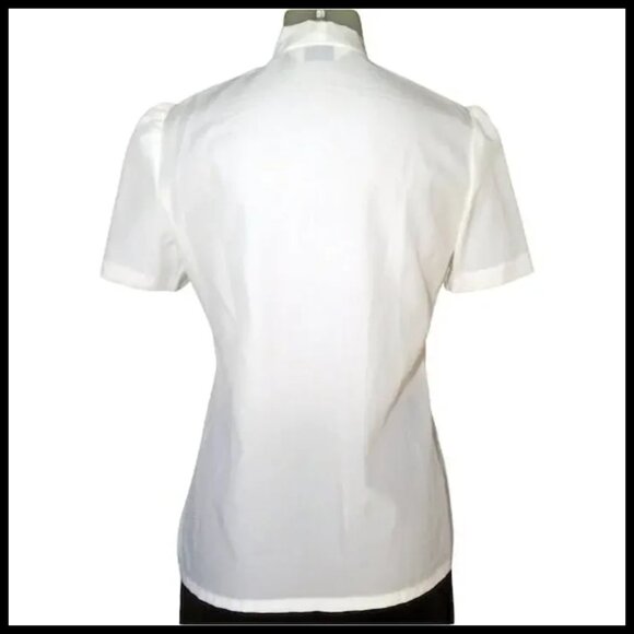 Vintage White Blouse with Neck Bow, Short Sleeves Early 60s Unused NWOT - Picture 3 of 13
